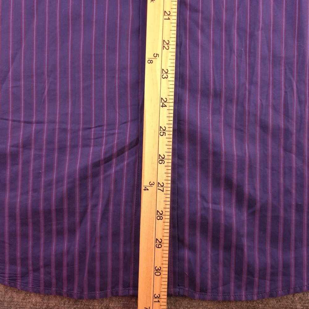 Bugatchi Shirt Large Shaped‎ Fit Long Sleeve Button Up Blue Purple Striped - Picture 5 of 8
